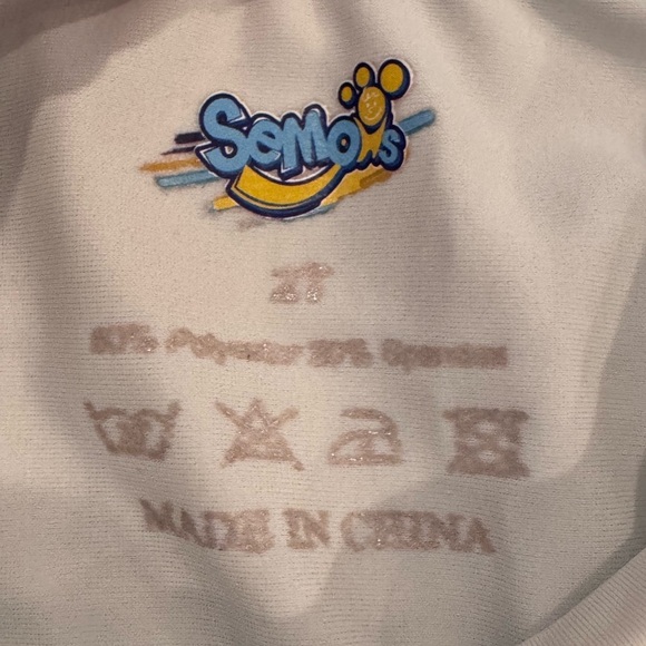 2T - kids White Long Sleeve Rashgaurd with Blue Trim - Picture 3 of 4